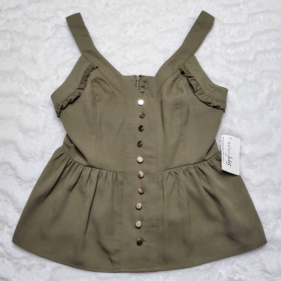 Maison Jules Tops - Maison Jules Crepe Ruffled Peplum Top